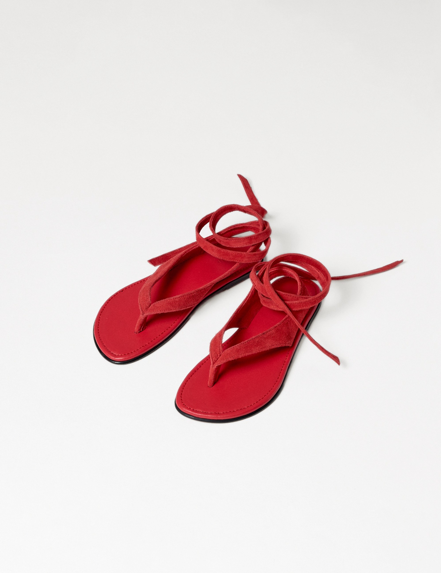 Suede Strap Sandal (Red)