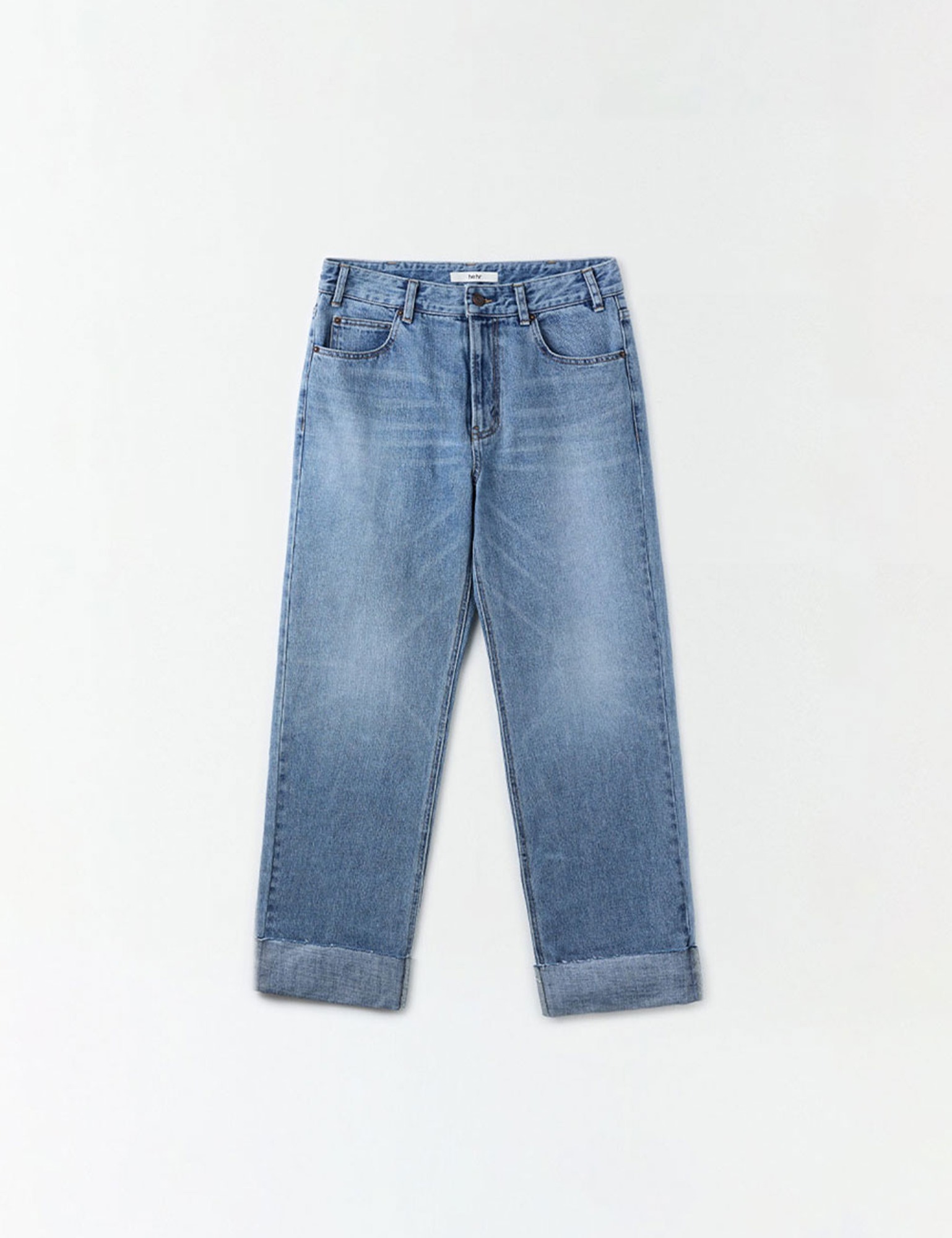 Plain Cut Denim Pants (Blue)