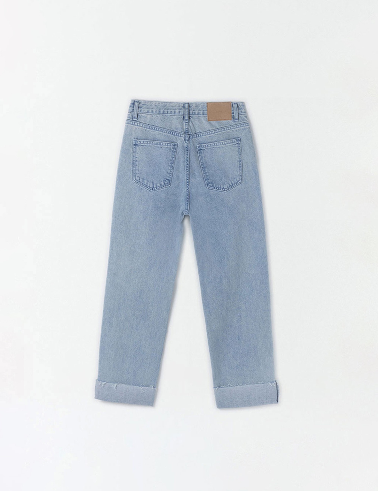 Plain Cut Denim Pants (Light Blue)