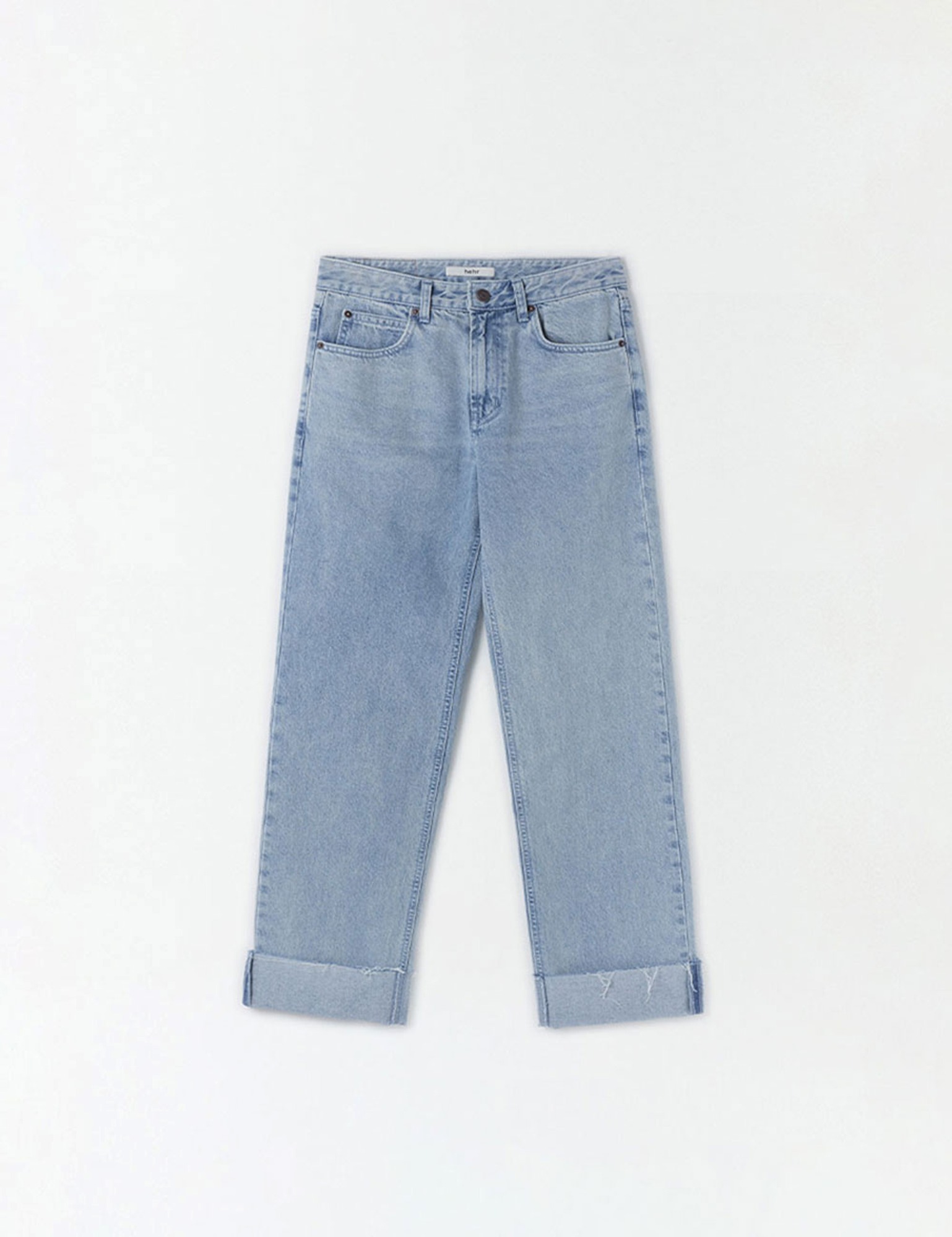 Plain Cut Denim Pants (Light Blue)